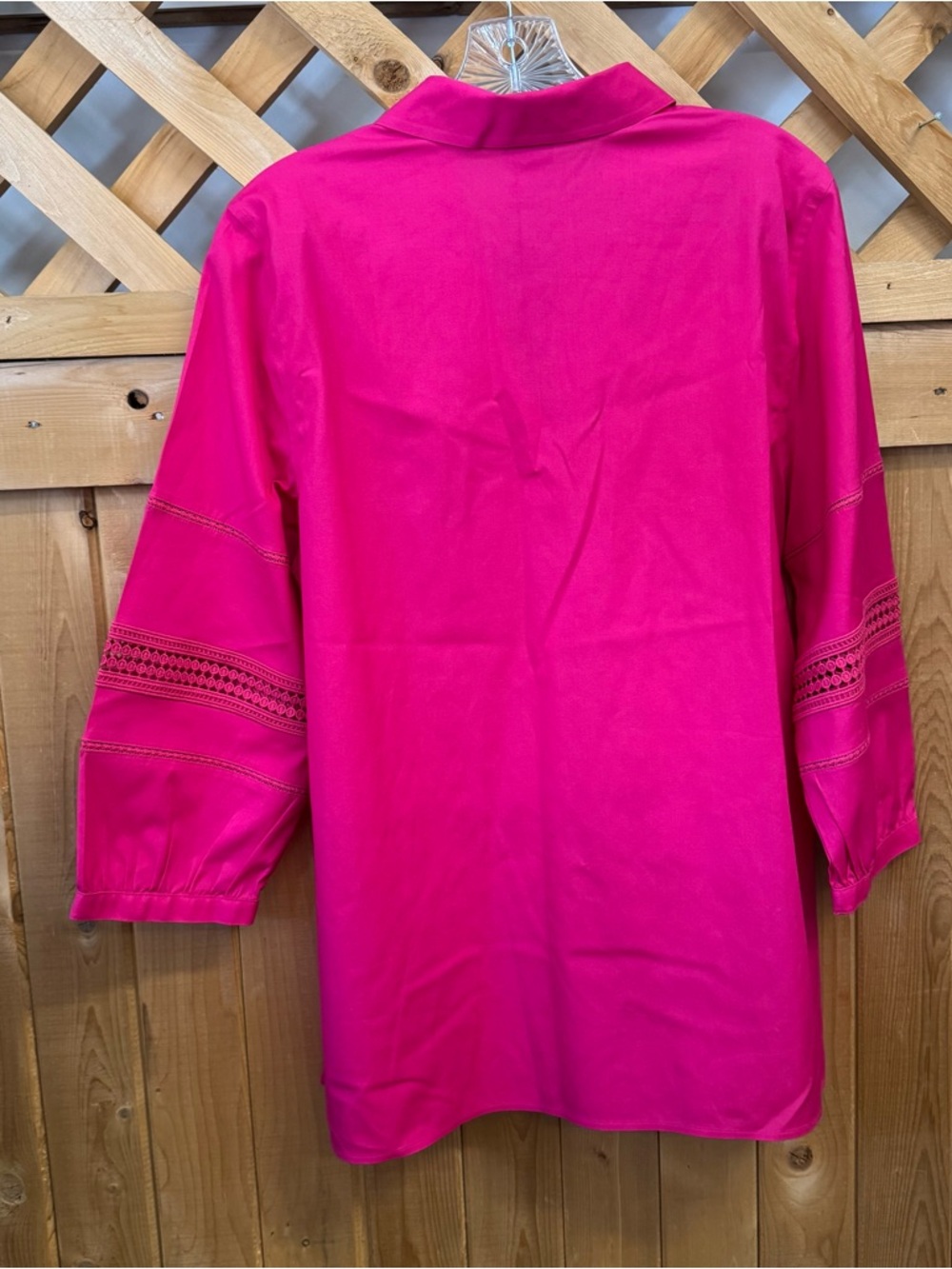 Chico's Hot Pink Split-Neck Tunic 1 9/10 - Picture 2 of 6